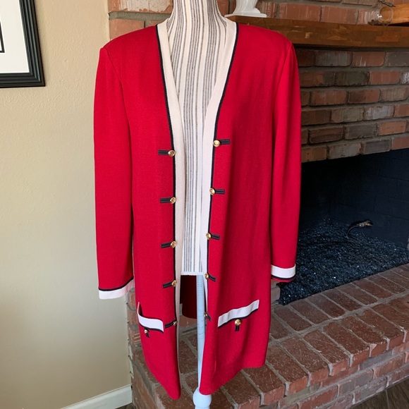 St. John Collection Sweaters - St. John Collection Santana Knit Red Cardigan 12